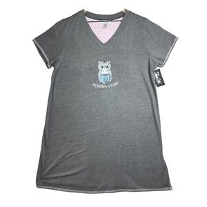 Rene Rofe Women Morning Grump Cat Sleep Shirt Grey V-Neck Nightgown 1X NWT